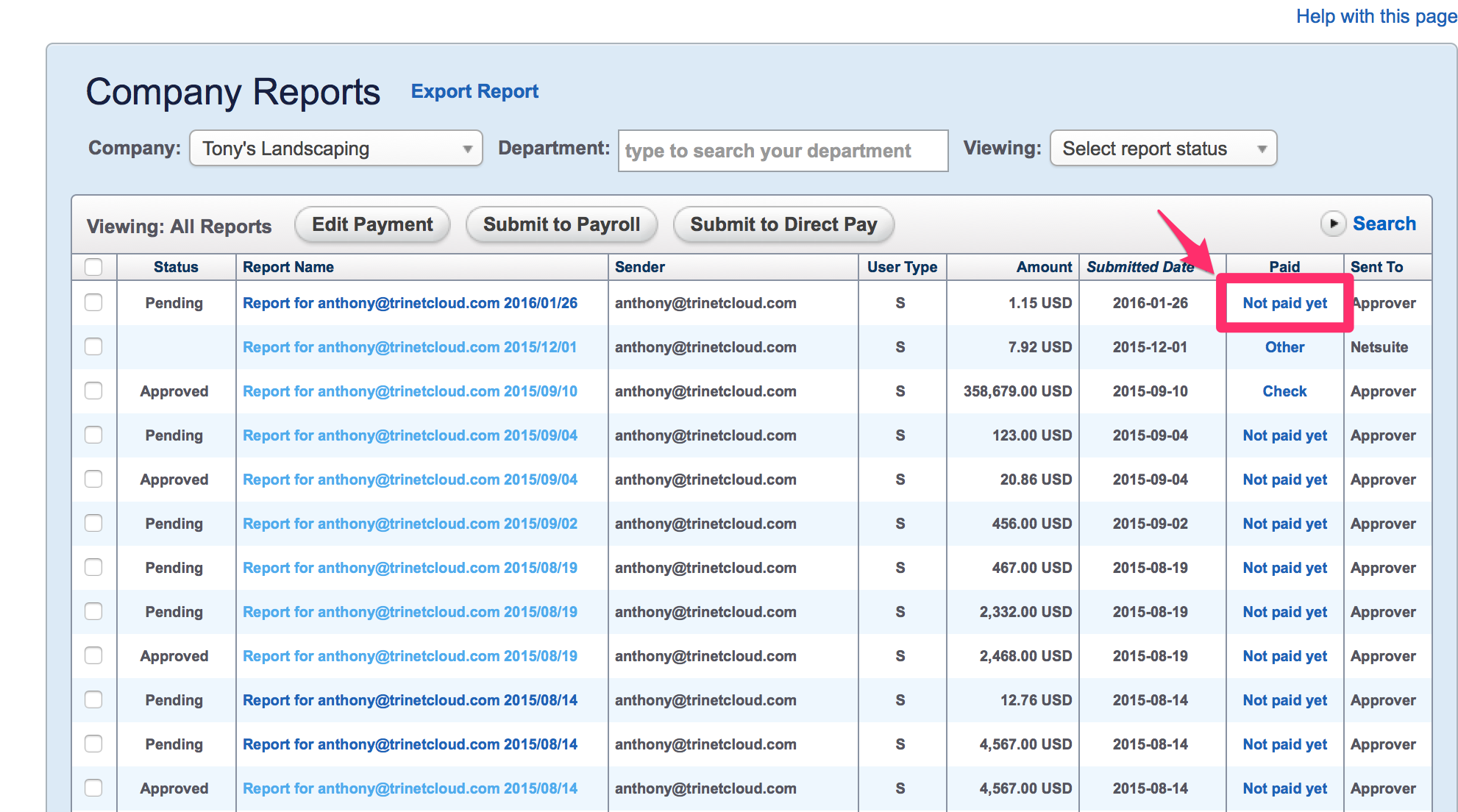 trinet login payroll